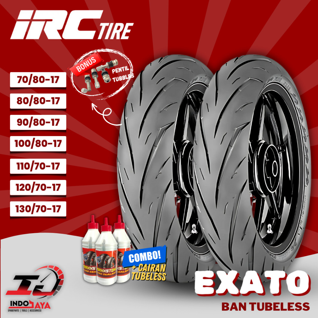 [READY COD] BAN LUAR TUBELESS IRC EXATO NR88 (70/80-17 - 80/80-17 - 90/80-17 - 100/80-17 - 110/70-17