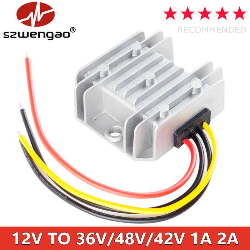 Konverter Daya DC 12V ke 42V/36V/48V 1A 2A Regulator Peningkat Tegangan Otomatis Modul Pasokan Tegan
