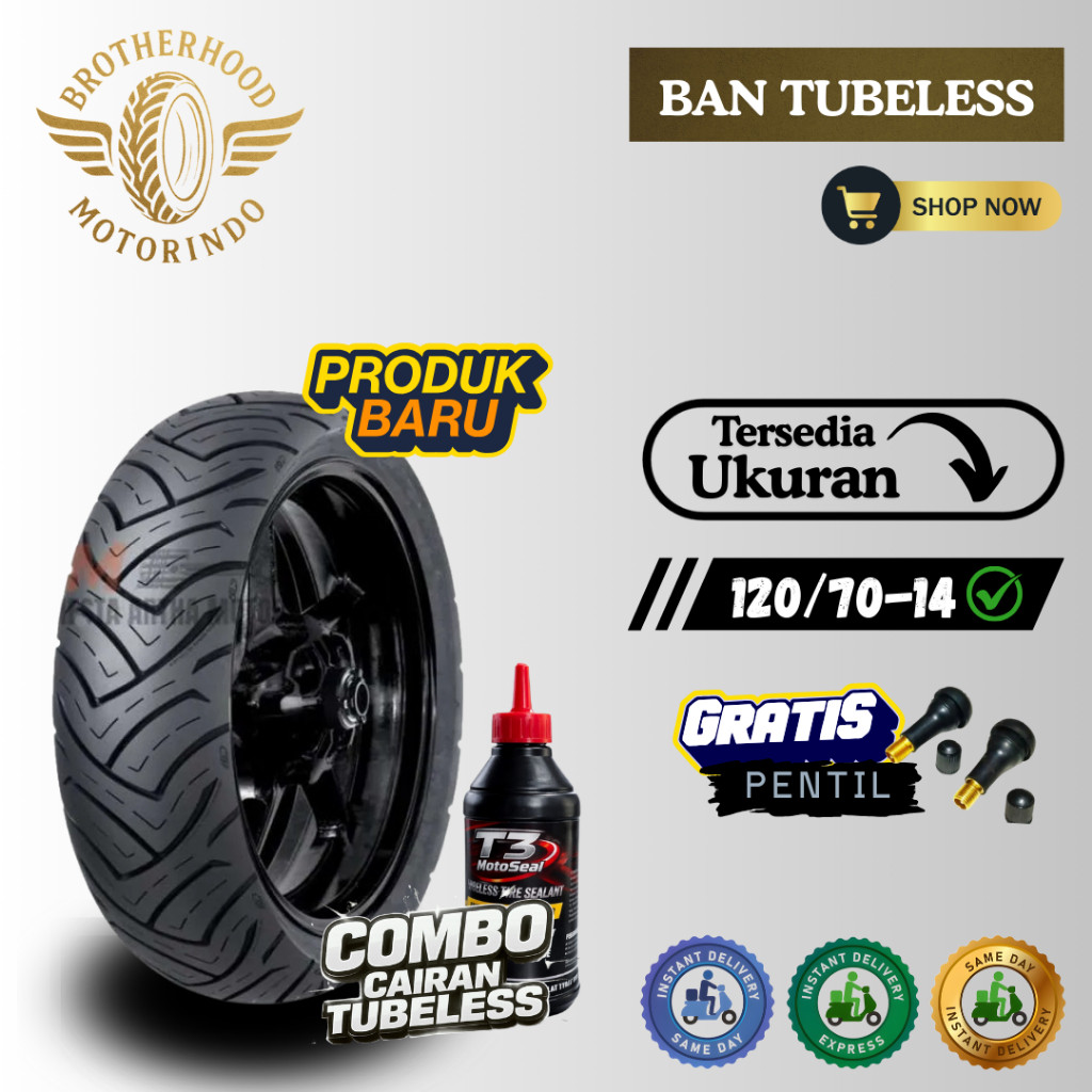 BAN FDR XR EVO 120/70-14 TUBBELES / BAN XR EVO TUBLES / BAN MOTOR RING 14 / BAN FDR RING 14 / MOTOR 