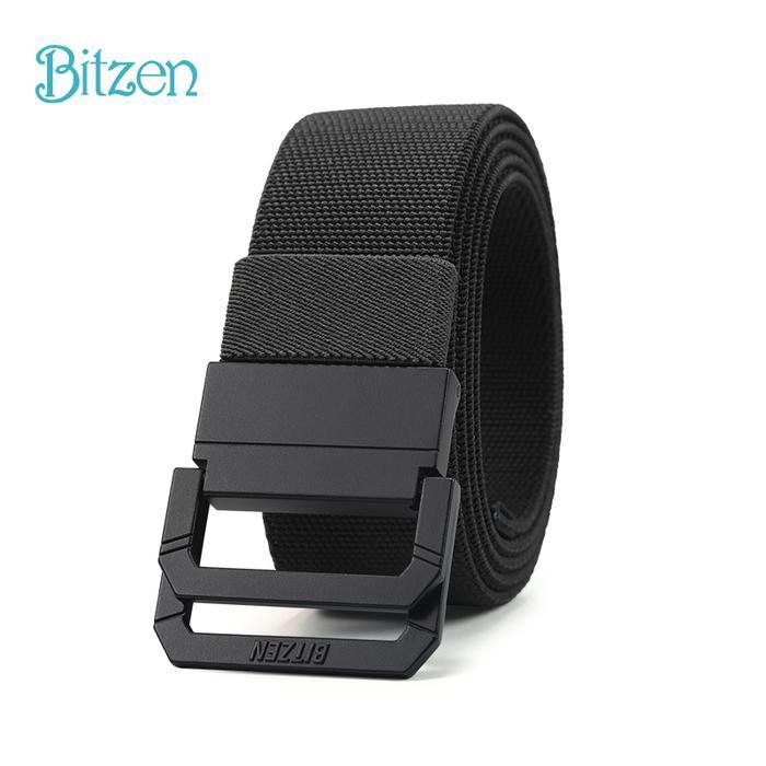 Reyfashion Store Bitzen Ikat Pinggang Pria Ganda Nylon Canvas Gesper Putar Sabuk Berkualitas Premium