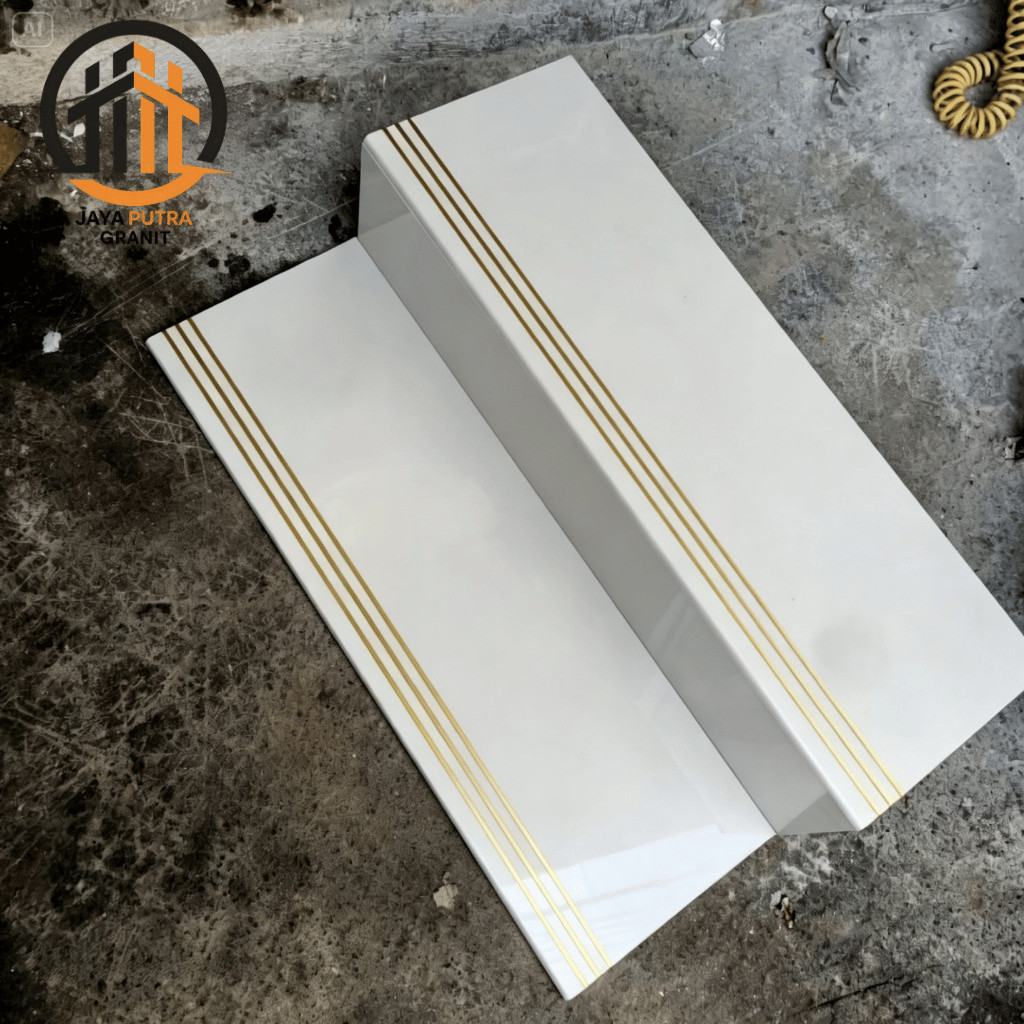 Granit Tangga Cream Polos List Gold 30x80 30x90 30x100 Keramik Custom Ukuran Granite Stepnosing