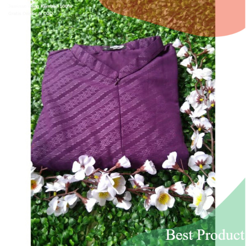 GAMIS SYAR’I HERMOSA Original Embos Wolfis Motif BATIK PARANG (Ungu, Navy)pakaian wanita lainnya