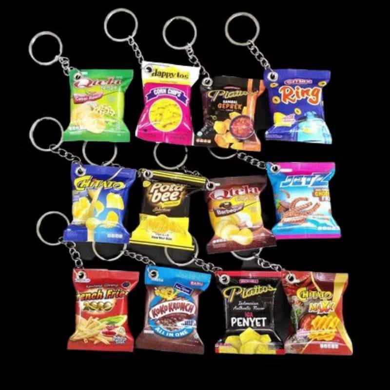 Gantungan Kunci Replika Snack kemasan plastik Souvenir Pernikahan ulang Tahun Khitanan souvenir Berm