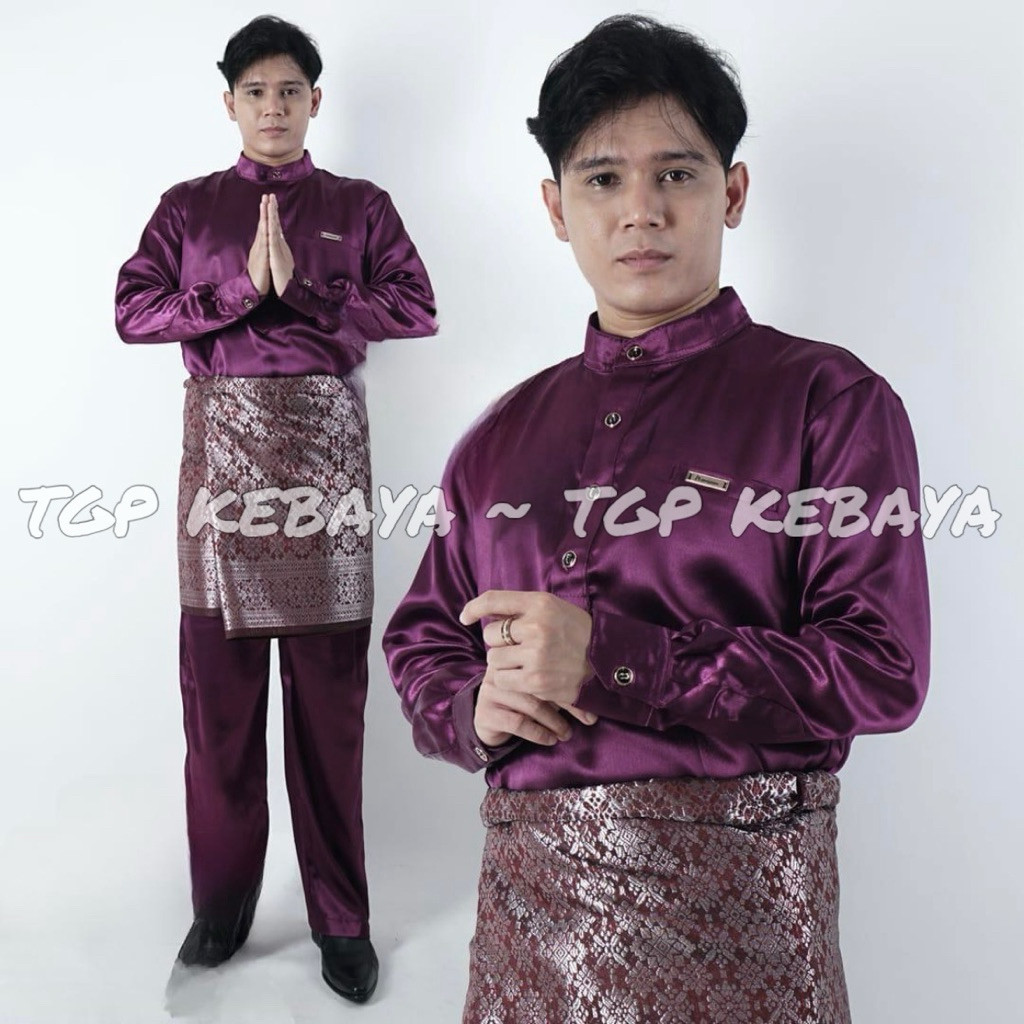 Gaya Outfit Baju Melayu Teluk Belanga / Set Baju Dan Celana / Baju Kurung Melayu Pria Modern / Set S
