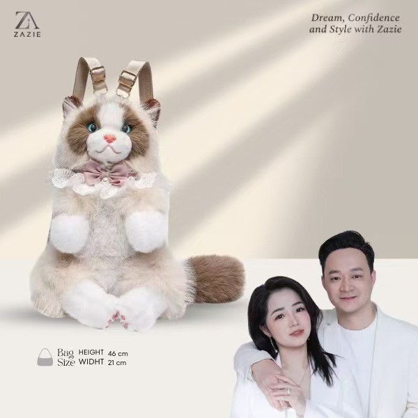 ZAZIE Tas Ransel Boneka Kucing Lucu Premium Free Sisir Tas Ransel Kucing Cute 2 Warna 7001