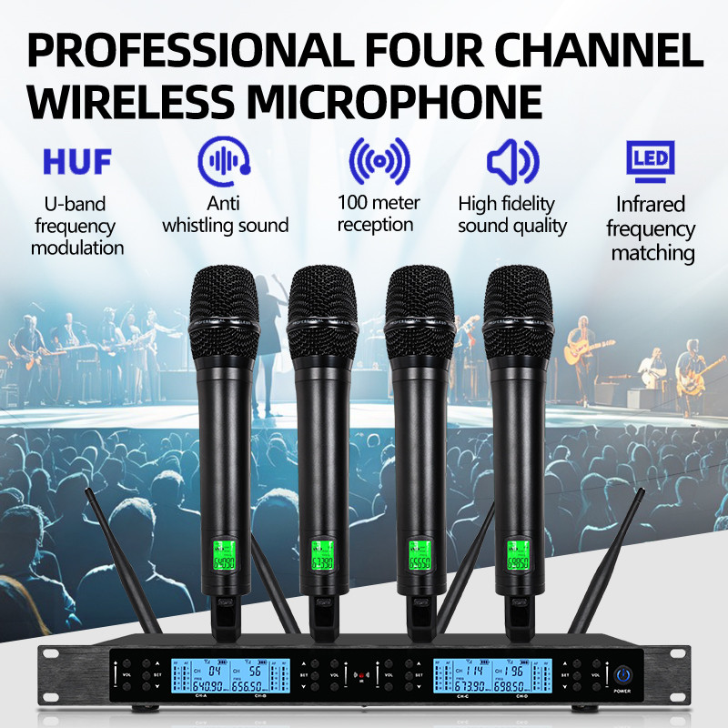 4-channel wireless microphone professional gooseneck headset lavalier microphone singing stage wirel