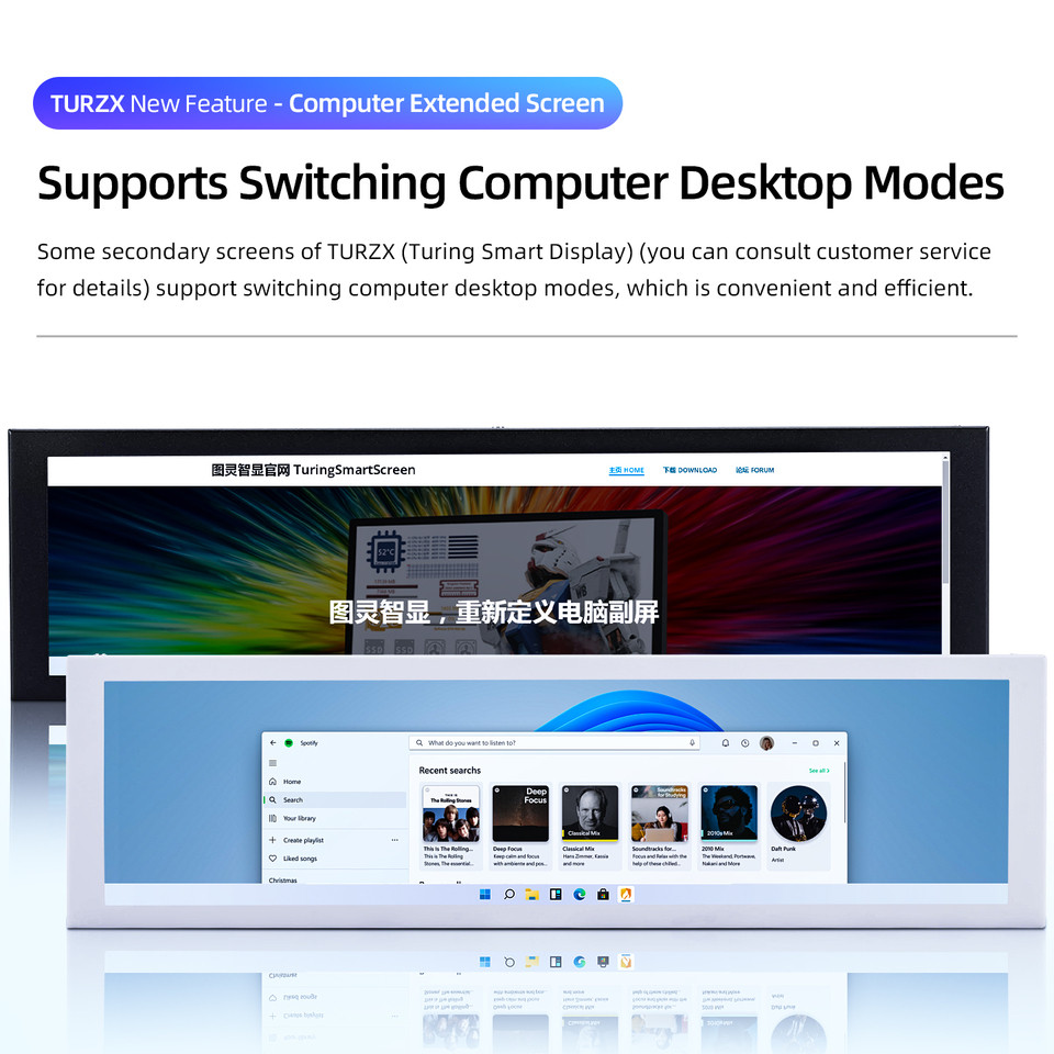 8.8 Inch IPS Type C Secondary Screen USB-C Interface Computer Monitoring CPU GPU RAM slpay Smart Scr