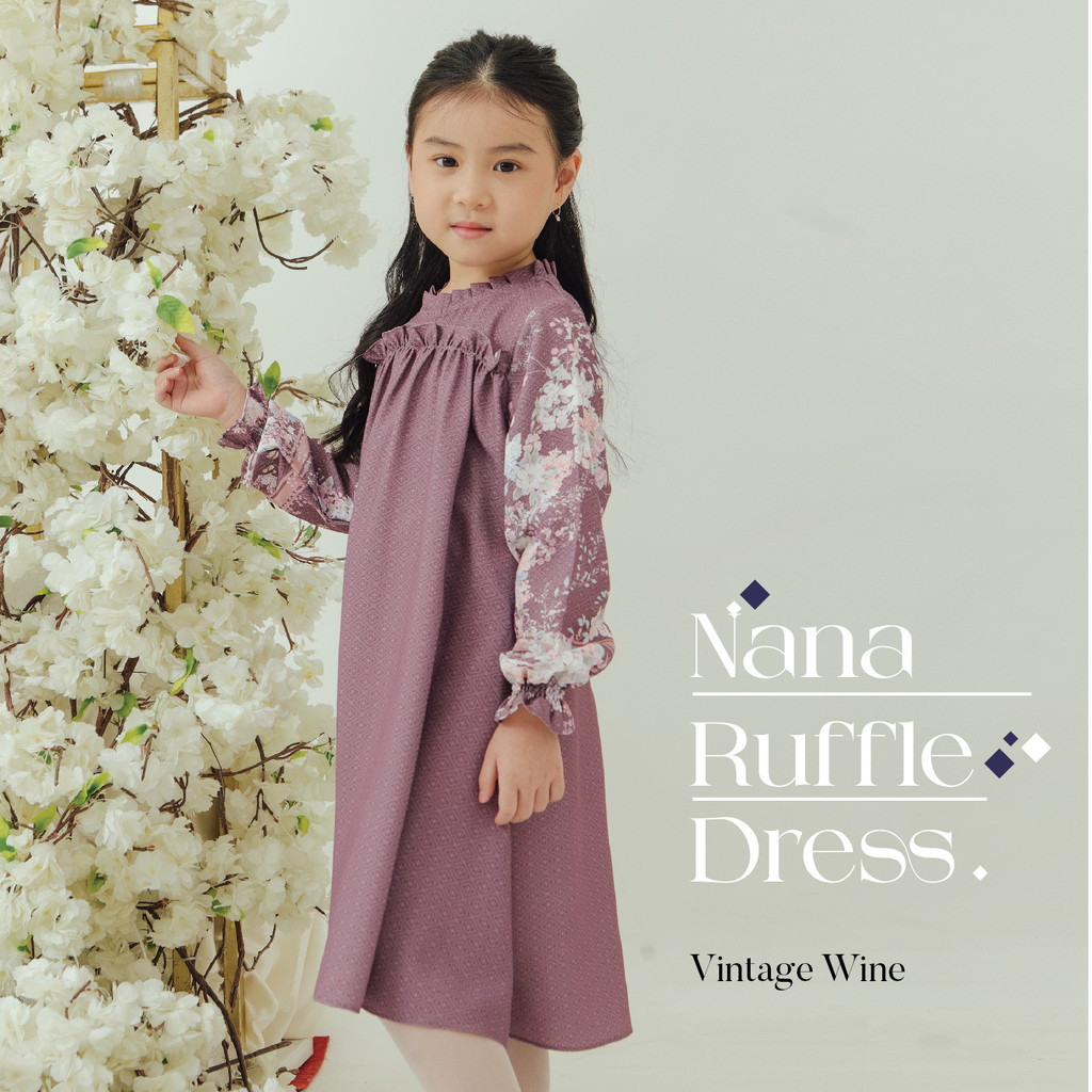 EIDERA SERIES - Nana Ruffle Dress / Dress Anak Perempuan / Dress Couple / Sarimbit Raya