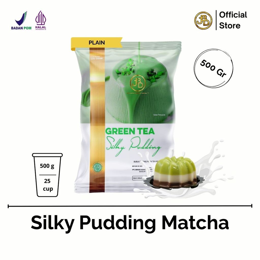 Bubuk SILKY PUDDING GREEN TEA Plain TANNA GULA ukuran 500g - Jakarta Bubble Drink | BPOM&HALAL