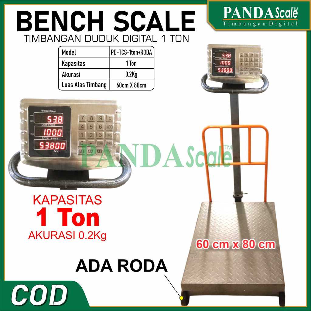 PANDA SCALE Timbangan Duduk Digital 1 TON Roda