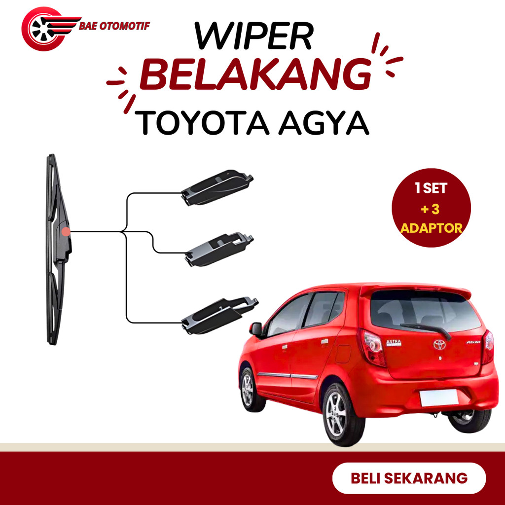 Wiper Belakang Mobil Toyota Agya Anti Karat & Anti Gores Gratis 3 Adaptor