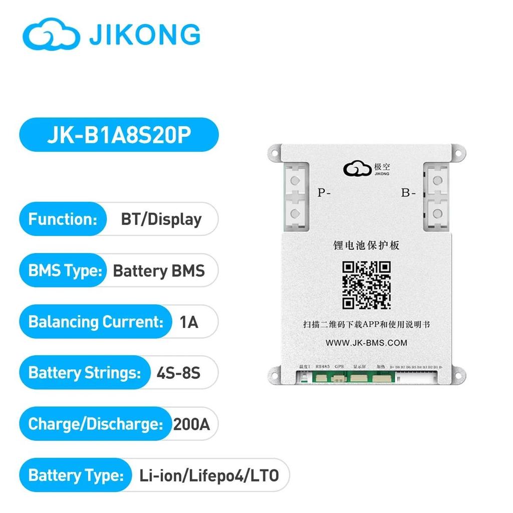 JIKONG Smart BMS JK-B1A8S20P 4S-8S Baterai Li-ion Lifepo4 LTO 200A Arus Penyeimbang Skenario Aplikas