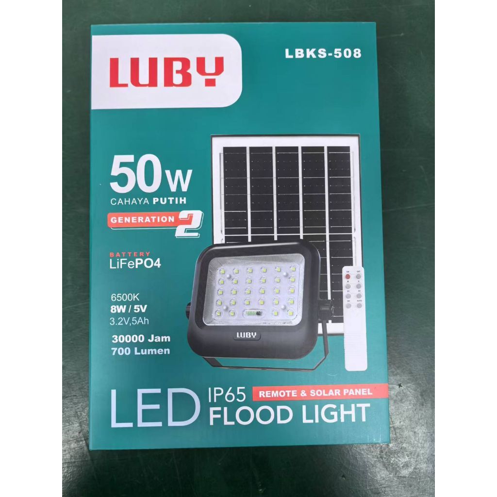 LAMPU TEMBAK LED SOLAR LUBY LBKS-508 GEN 2 LAMPU SOROT LED SOLAR LUBY LBKS508 50W 100W 200W