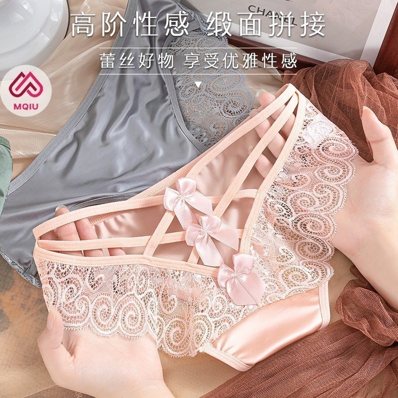 MQIU - Celana Dalam Wanita Seksi Premium Bahan Brokat CD g string wanita transparan tali samping Lin