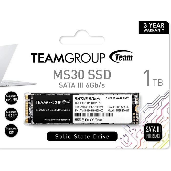 TEAMGROUP MS30 1TB with SLC Cache 3D NAND TLC M.2 2280 SATA III SSD- DHI