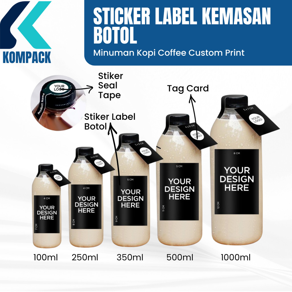 Paket Cetak Sticker Label Untuk Branding Kemasan Botol Minuman Kopi Coffee Custom Print - Cetak Stik