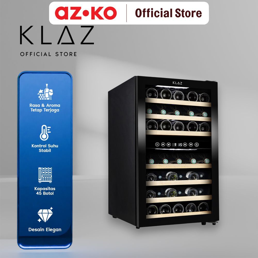 AZKO Klaz Pendingin Wine 45 Botol - Hitam Wine Cooler Wine Chiller Kulkas Wine Lemari Pendingin Boto