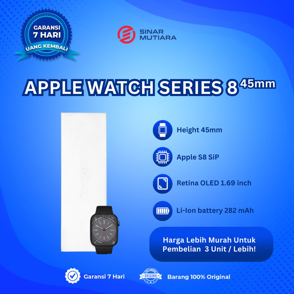 APPLE IWATCH SERIES 8 45MM SMARTWATCH SECOND ORIGINAL SINAR MUTIARA CELL