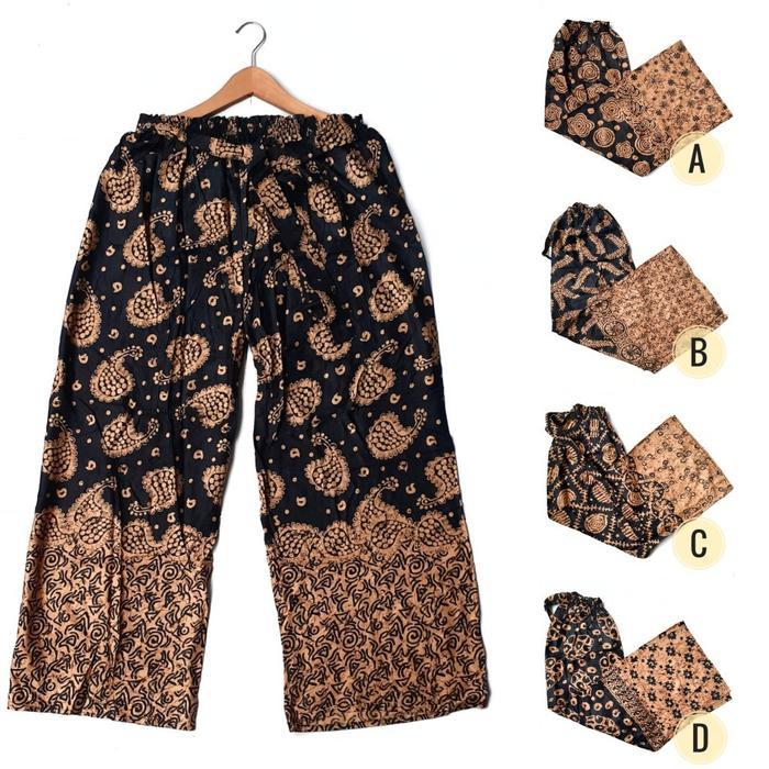 Aest Outfit Celana Tidur Kulot Batik Panjang Motif Gronding Bahan Rayon pria/wanit - XL