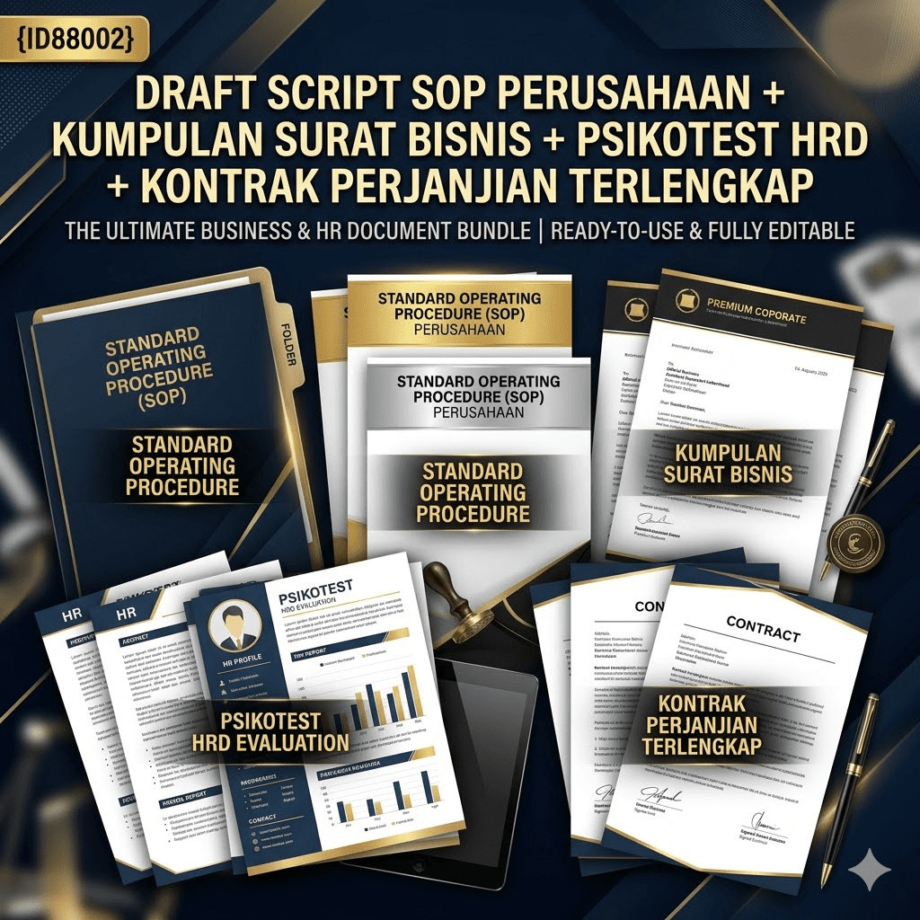 ID88002 - Draft Script Sop Perusahaan + Kumpulan Surat Bisnis + Psikotest Hrd + Kontrak Perjanjian T