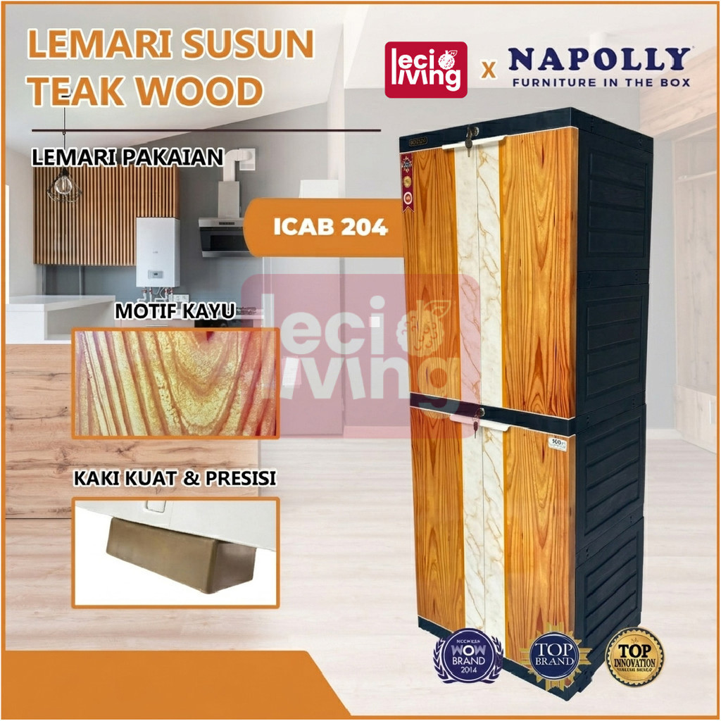 NAPOLLY ICAB 204 - Kunci / Almari Plastik / Lemari Susun Pakaian / Bok / Lemari Jumbo