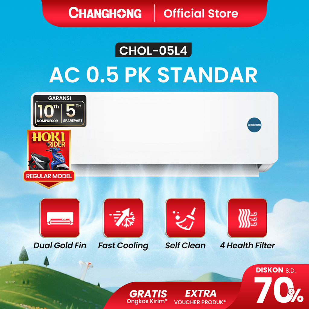Changhong AC Split 1/2 PK STANDARD R32 - CHOL-05L4 [INDOOR + OUTDOOR UNIT ONLY]