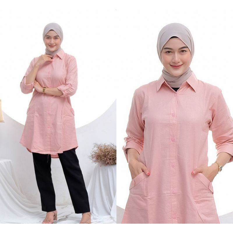 KEMEJA KERJA PUTIH DOKTER/KEMEJA KANTOR/TUNIK POLOS PUTIH/BAJU PPL/BAJU PNS