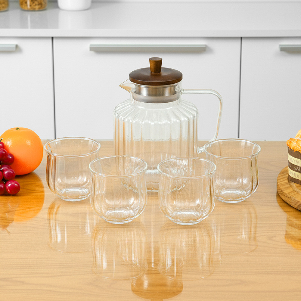 Informa Appetite 1.6 ltr Jeny Set 5 Pcs Teko Minum & Gelas Kaca Set Water Jug With Glass Pitcher Wad