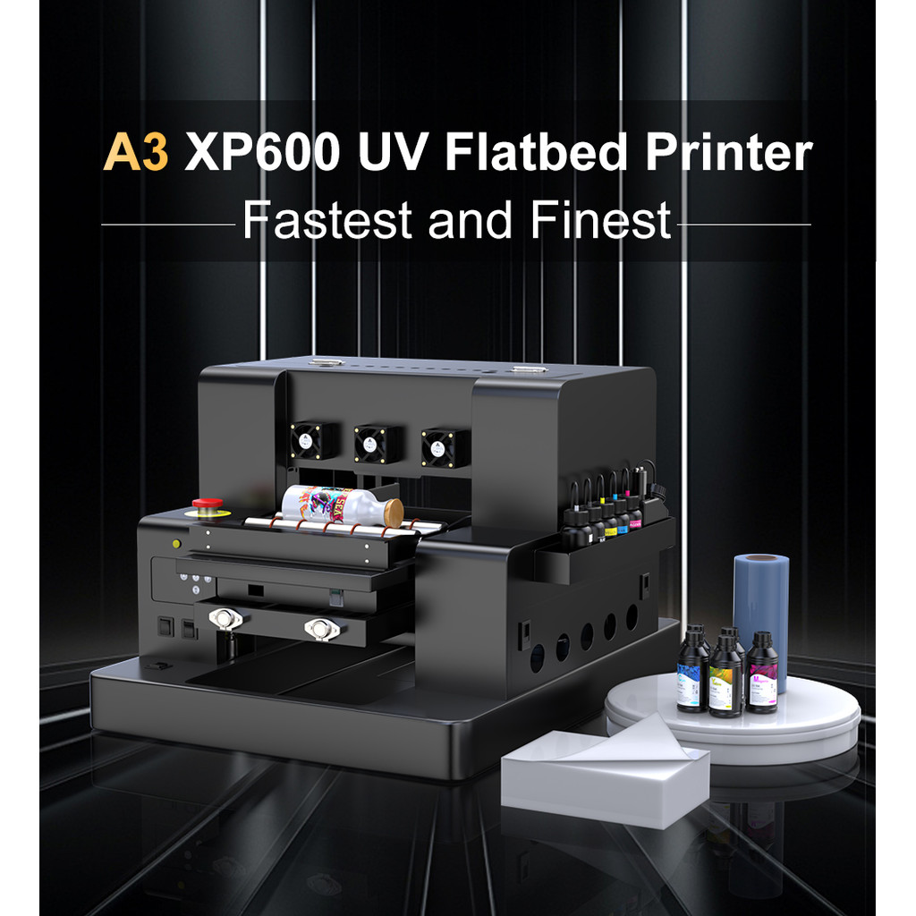 A3 UV Printer XP600 UV Flatbed Printing Machine A3 UV DTF Printer For Pen Bottle Wood UV Flatbed Pri