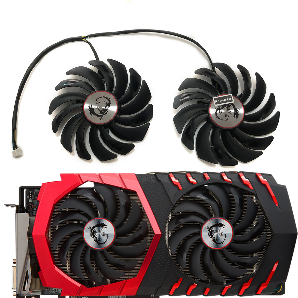 2Pcs/Set,PLD10010S12HH,GPU Cooler,Video Fan,For MSI GTX 1080 1070 1060 RX 480 580 570 470 GAMING,VGA