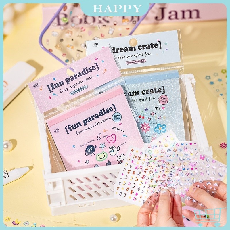 (COD) 24 lembar Stiker / Stiker lucu kartun mini /buku stiker PET untuk melepas lapisan / aesthetic 