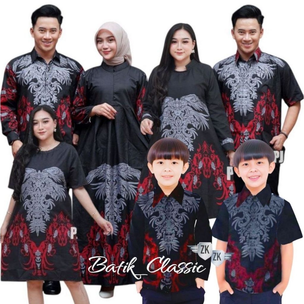 TERLARIS Gentong Hitam || Couple Keluarga - Batik Sarimbit Ayah ibu dan anak laki -Set Pakaian Kelua