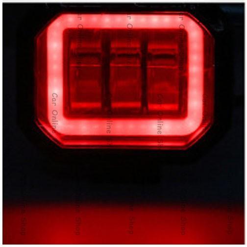 Lampu Tembak Sorot Kerja LED 3 Mata 30 Watt Bulat Kotak Motor Mobil - Kotak Merah