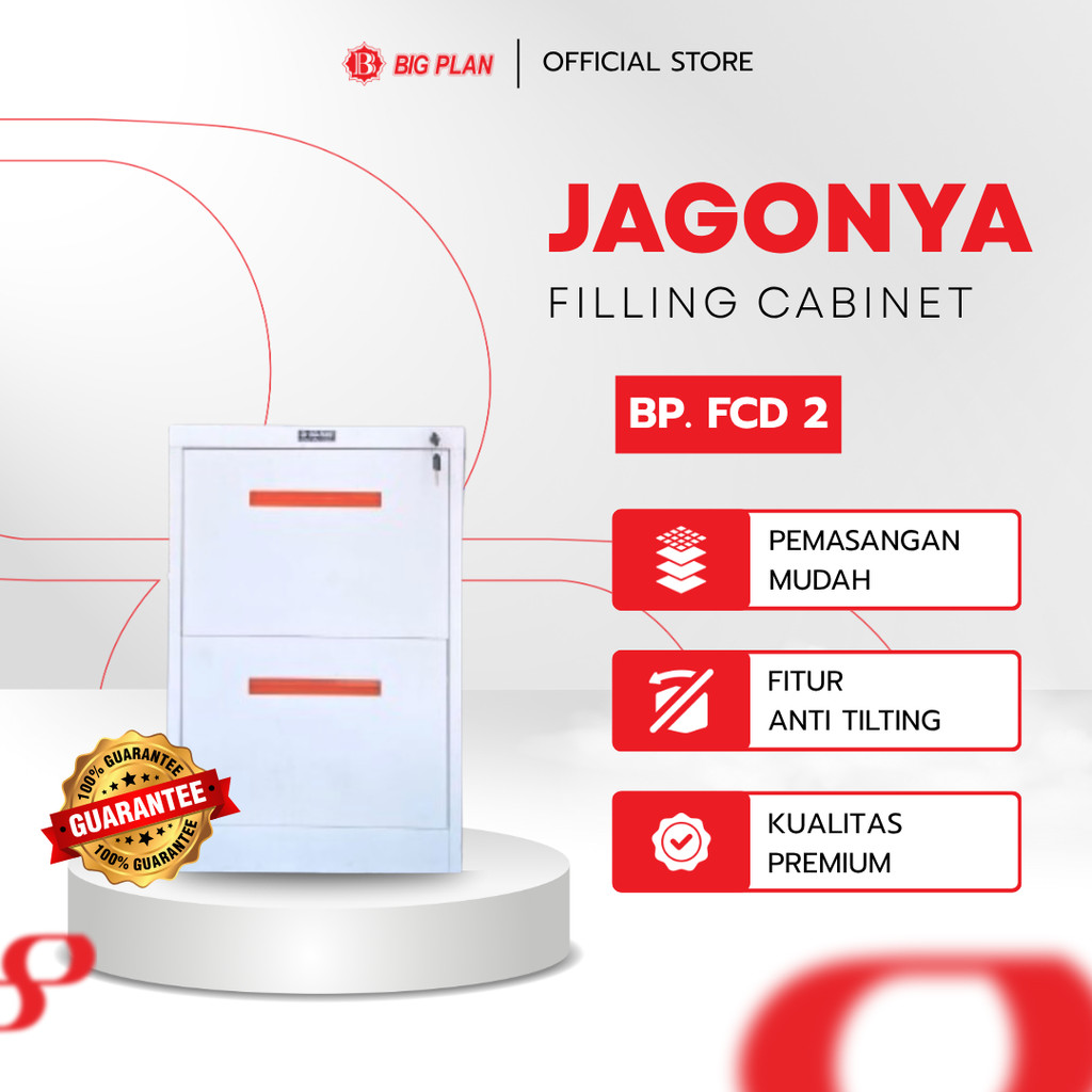 Big Plan Filling Cabinet Besi Baja 2 Susun laci | Lemari Arsip Besi | Filling Cabinet Kantor
