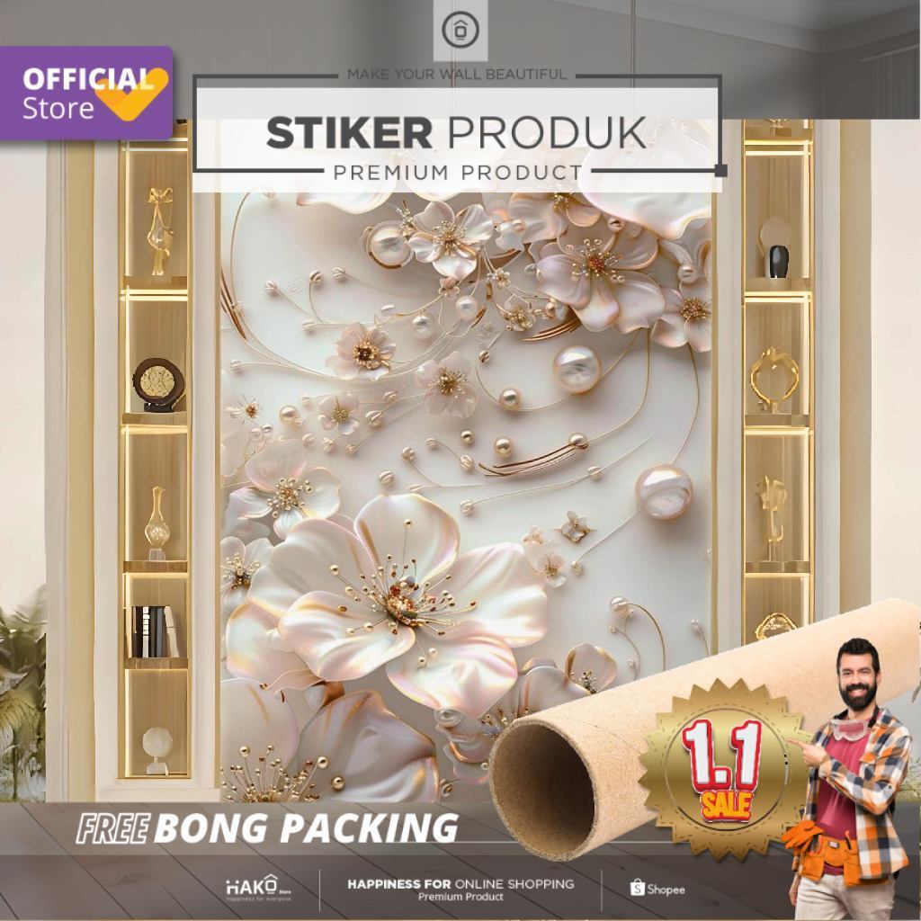 Stiker Dinding | Stiker Dinding Bunga 3D | Stiker Dinding Motif Bunga 3D | Stiker Dinding Gambar Bun