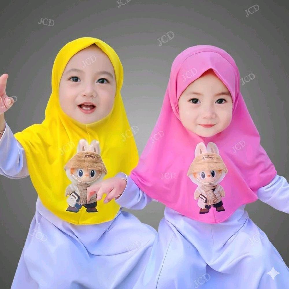 imn . Hijab anak bayi 0 6 bulan 1 2 3 4 tahun HIJAB KARAKTER LABUBU ORIGINAL /kerudung bayi jilbab a