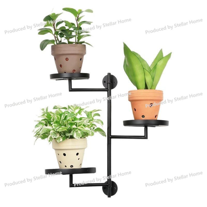 Black Indoor Rotating Window Plant Stand, 3layer Metal Plant Stand, Wall Plant Stand