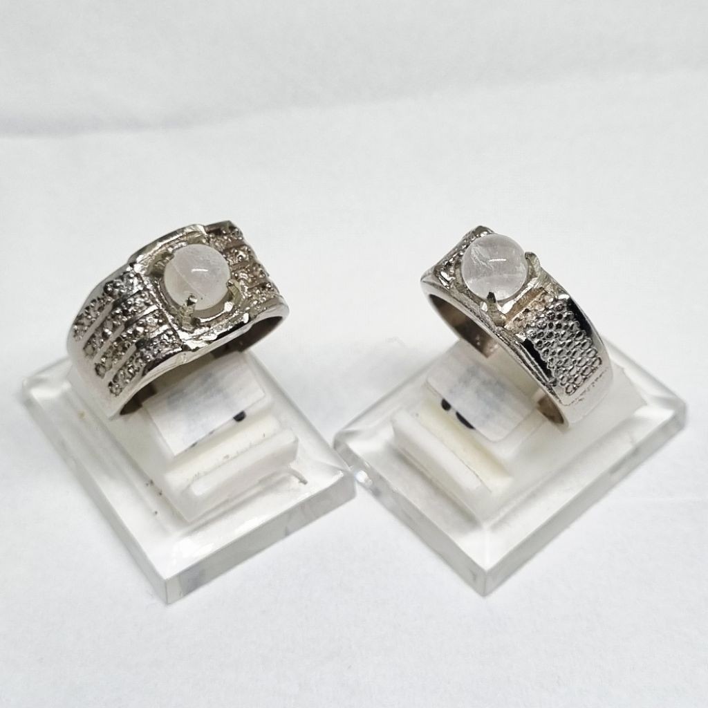 Cincin batu kecubung es bulat mini asli natural