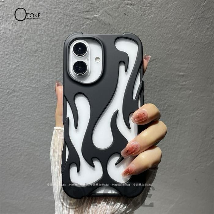 OlxPhone New!!! Case Fire 3D Flame Pattern Silicone Phone Case Suitable for IP 17 16 15 14 13 12 11 