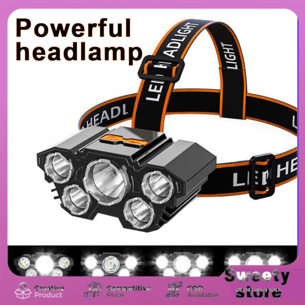 Headlamp Led Senter Kepala 5 lampu Senter Kepala 5 led Senter LED Kepala Headlamp 5 XPG