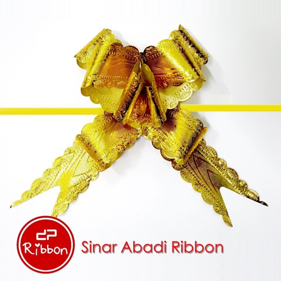 Bos Pita Pita Tarik Renda Metalik 32 mm Serut Besar Hiasan Parcel Kado Souvenir 30 mm Grosir