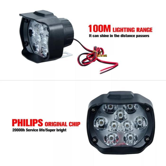 LAMPU SOROT TAMBAHAN STANG MOTOR LED 18 WATT CHIP PHILIPS