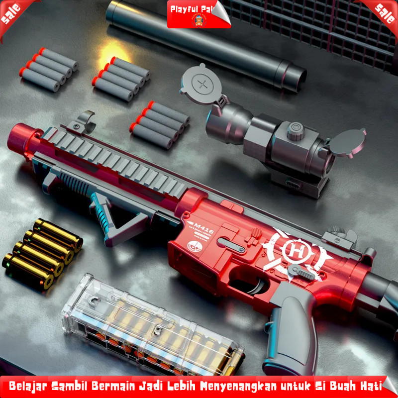 Mainan Tembak-Tembakan Peluru Lunak M416 Otomatis Mainan M416 Tembakan Laki-Laki Eva Soft Bullet