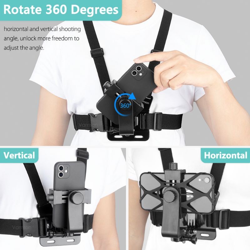 Chest Strap Harness Belt Adjustable for GoPro and Smartphone Holder HP Dada Stabilizer Tongsis Moto 