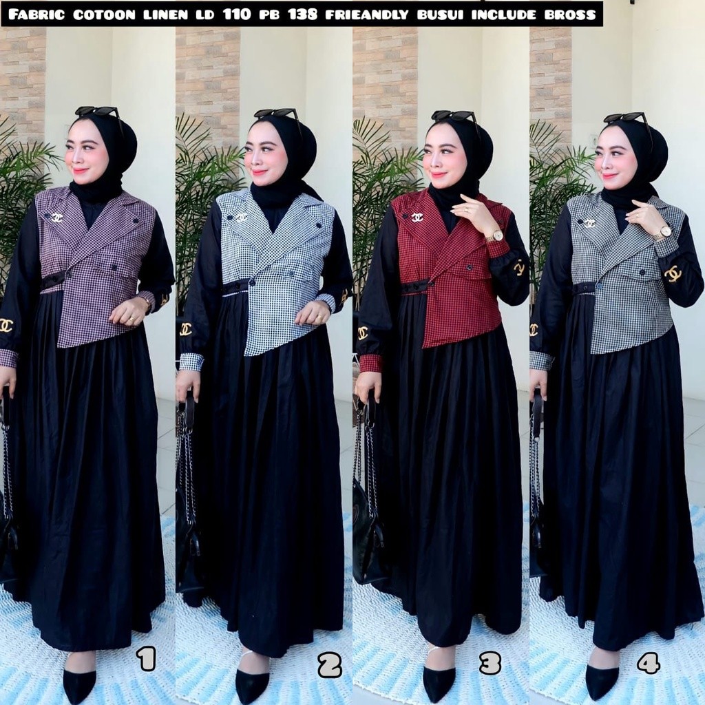 EM Gamis Rompi Wanita Dewasa Muslimah Kekinian - Gamis Maxi - Gamis Terbaru