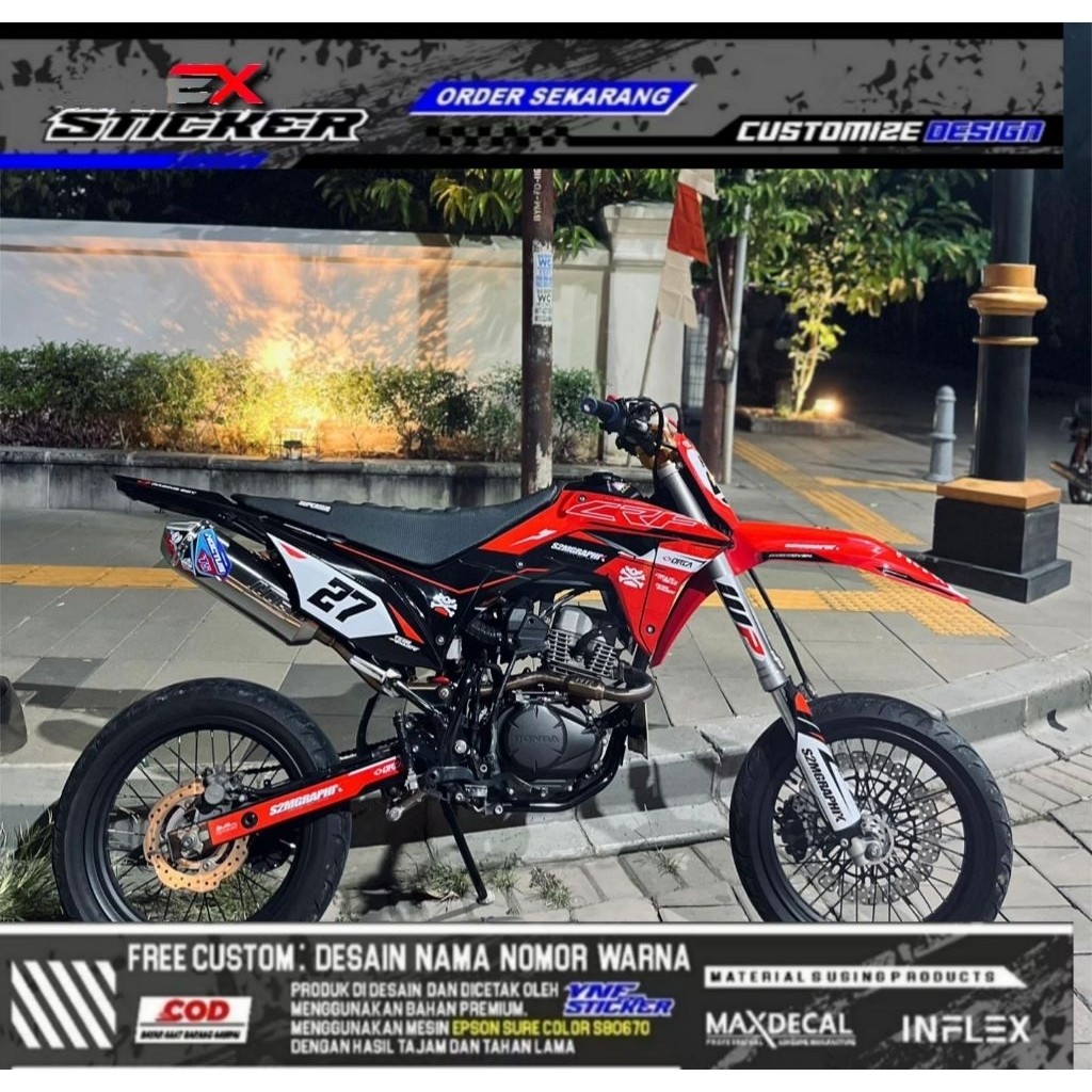 Decal CRF 150L Glossy Hitam Kombinasi Merah Keren