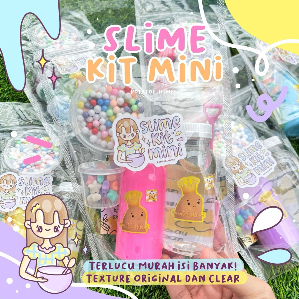 SLIME Slime Kit Mini Potatos  ANTI GAGAL Terlengkap bisa bikin ORIGINAL SLIME DAN CLEAR SLIME 2in1