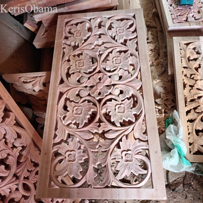 Ukiran Kayu Ornamen Ukir Loster Roster Bofen Lisplang Kayu 40x60 cm murah SW2