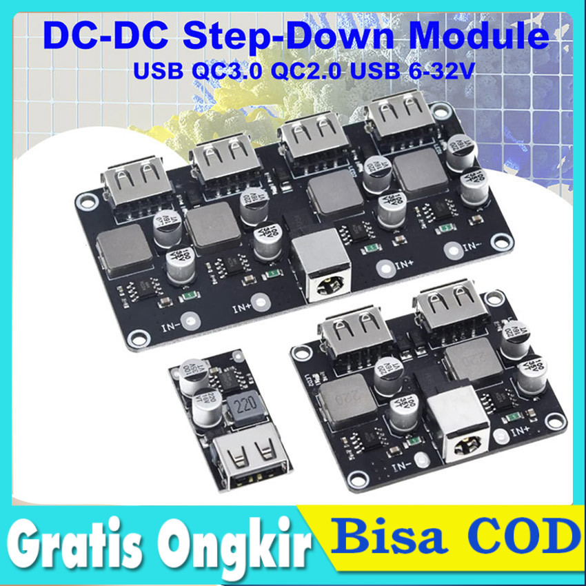 Modul Fast Charging QC3.0 Step Down DC-DC Buck Converter 6-32V ke 5V 9V 12V Charger HP Mobil Motor D