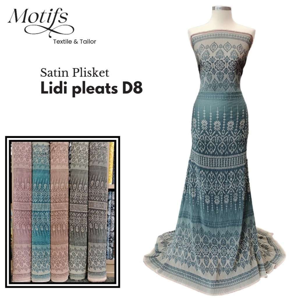 (EC) MOTIFS KAIN PRINTED SATIN PLISKET BOBBY BROWN LIDI PLISKET  Halus Tidak Mudah Kusut Rok Tunik O